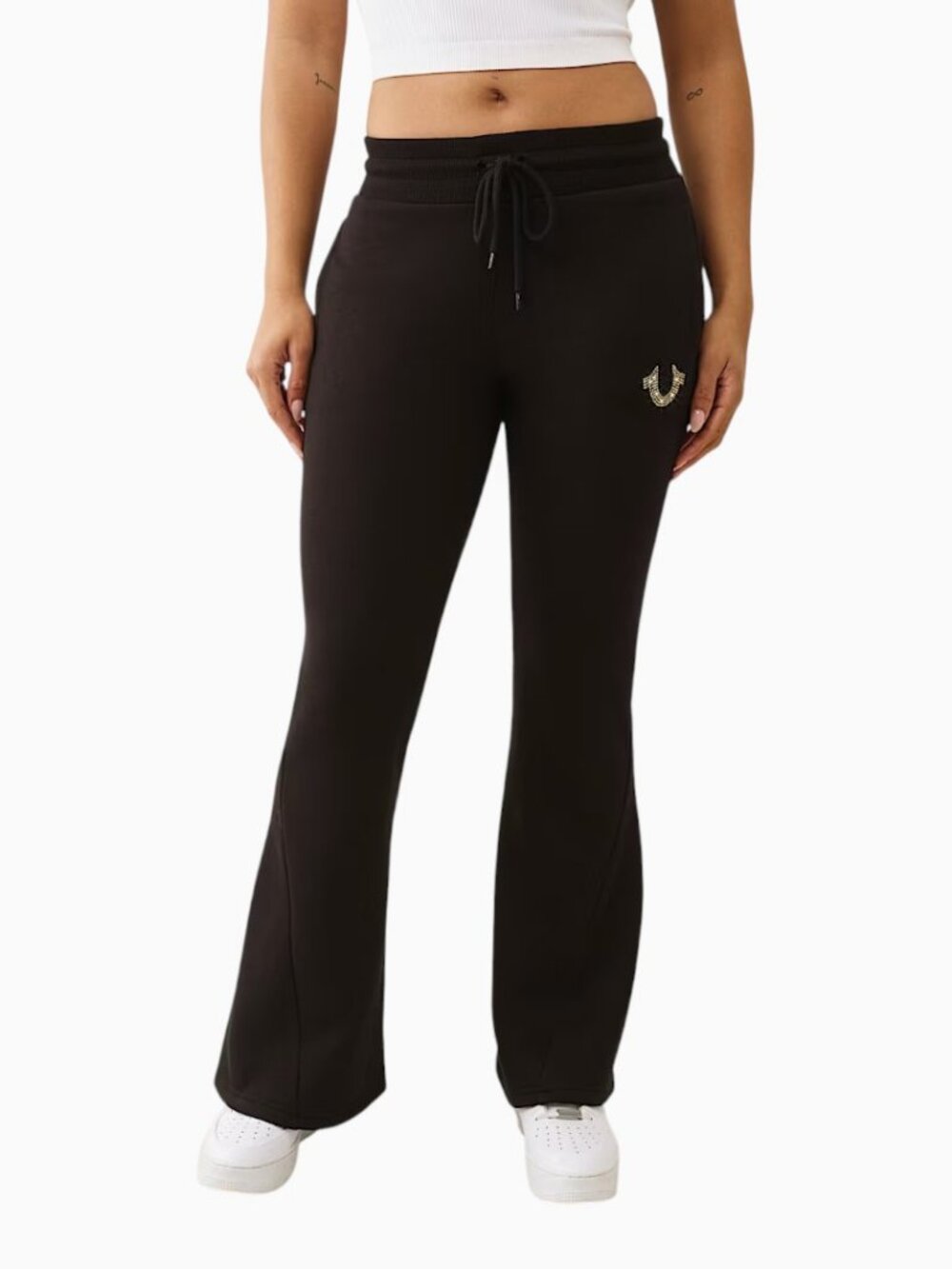 NWT TRUE RELIGION TWISTED SEAM FLARE SWEATPANT BLACK SIZE M
